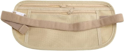 Upgraded Money Belt for Travel Hidden RFID Security Pouch Anti-Theft Passport Fanny Pack for Men & Women Present Gift money pouches for cash small travel money pouch under clothes for men Khaki