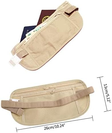 Upgraded Money Belt for Travel Hidden RFID Security Pouch Anti-Theft Passport Fanny Pack for Men & Women Present Gift money pouches for cash small travel money pouch under clothes for men Khaki