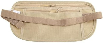 Upgraded Money Belt for Travel Hidden RFID Security Pouch Anti-Theft Passport Fanny Pack for Men & Women Present Gift money pouches for cash small travel money pouch under clothes for men Khaki