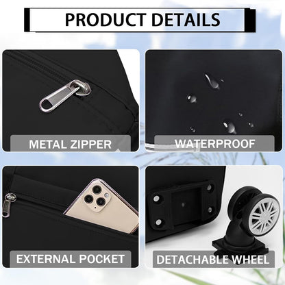 Rolling Duffle Bag with Detachable Wheels Expandable Foldable Duffle Bag for Travel Luggage bag Carry on Weekend Travel Bag (Black)