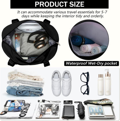 Rolling Duffle Bag with Detachable Wheels Expandable Foldable Duffle Bag for Travel Luggage bag Carry on Weekend Travel Bag (Black)