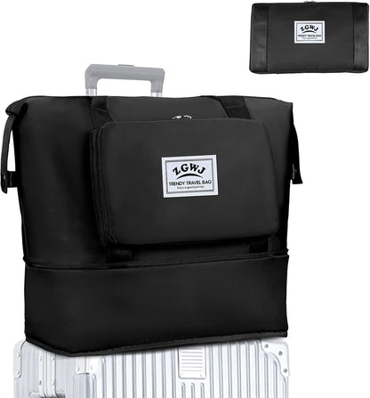 Travel Tote Bags, Expandable Overnight Weekender Bag for Women Foldable Carry-On | Expandable
