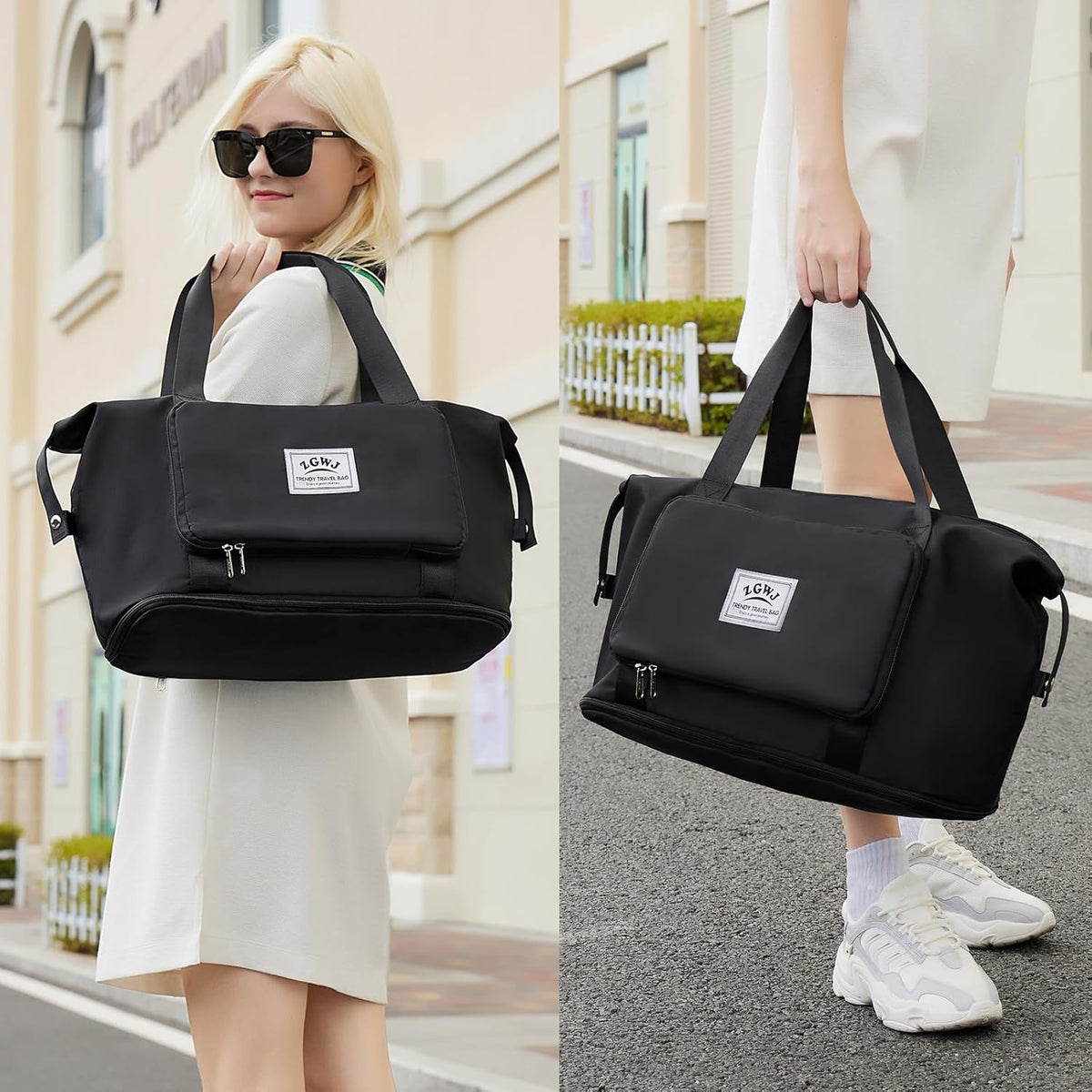 Travel Tote Bags, Expandable Overnight Weekender Bag for Women Foldable Carry-On | Expandable