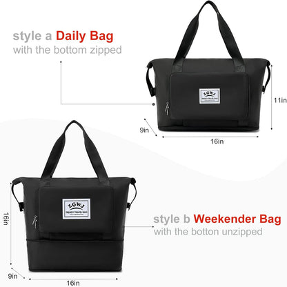 Travel Tote Bags, Expandable Overnight Weekender Bag for Women Foldable Carry-On | Expandable