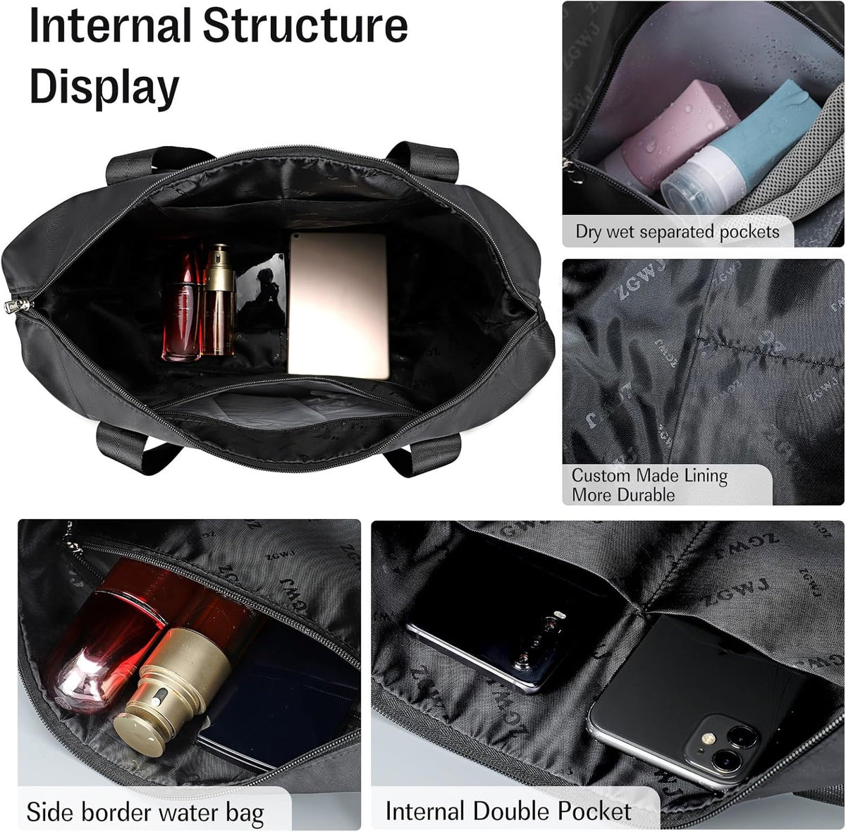 Travel Tote Bags, Expandable Overnight Weekender Bag for Women Foldable Carry-On | Expandable