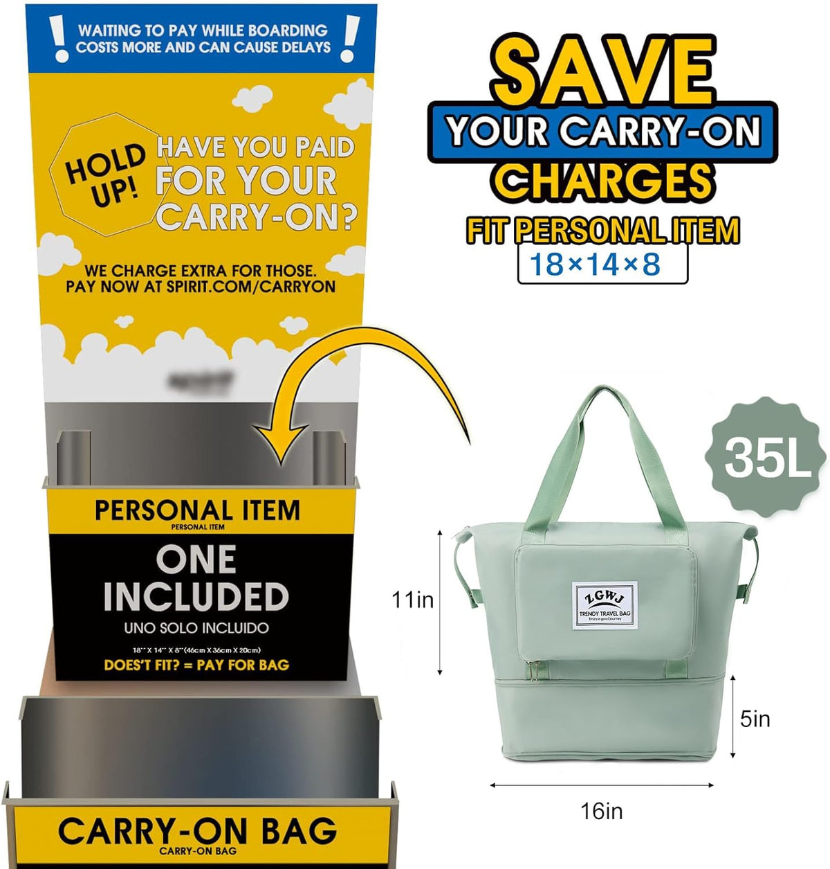 Travel Tote Bags, Expandable Overnight Weekender Bag for Women Foldable Carry-On | Expandable