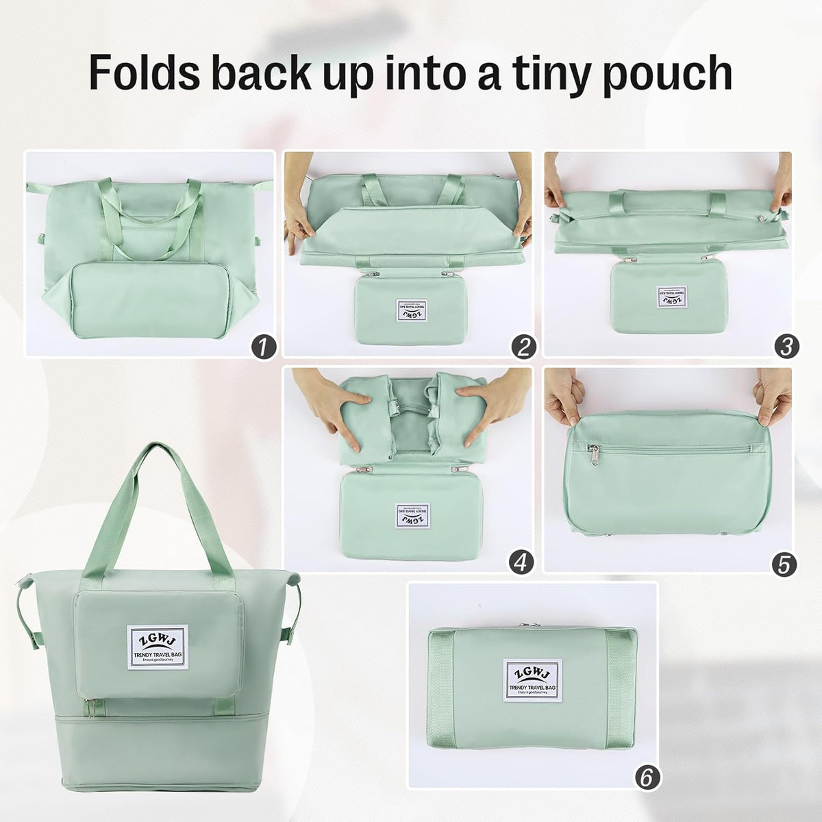 Travel Tote Bags, Expandable Overnight Weekender Bag for Women Foldable Carry-On | Expandable