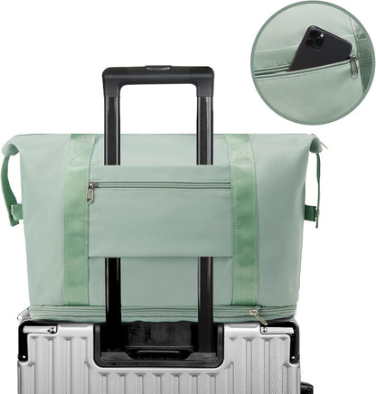 Travel Tote Bags, Expandable Overnight Weekender Bag for Women Foldable Carry-On | Expandable