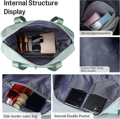 Travel Tote Bags, Expandable Overnight Weekender Bag for Women Foldable Carry-On | Expandable