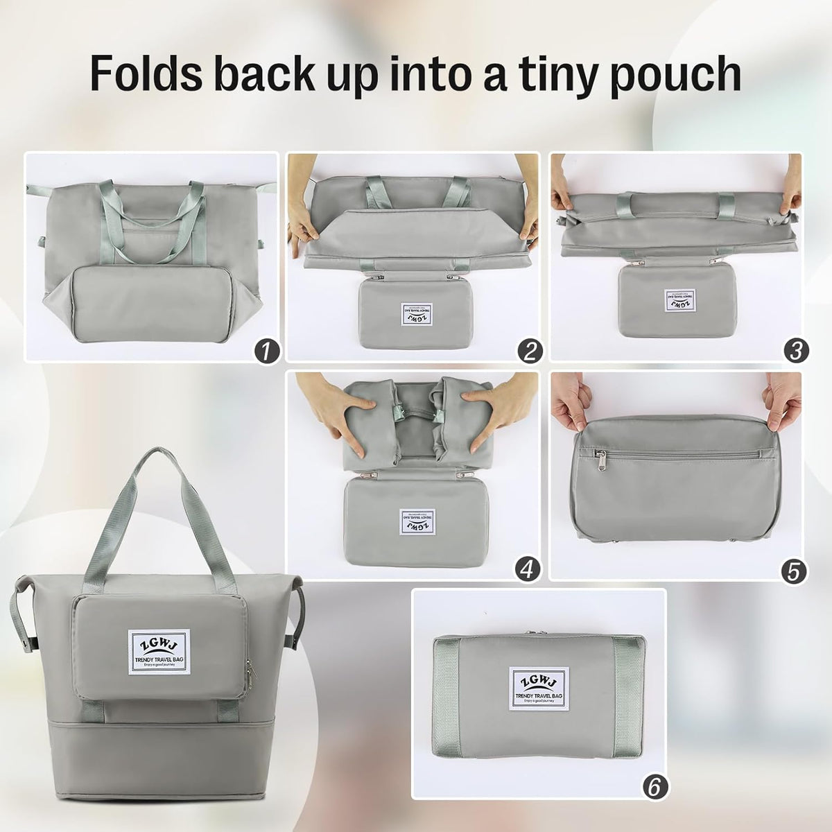 Travel Tote Bags, Expandable Overnight Weekender Bag for Women Foldable Carry-On | Expandable