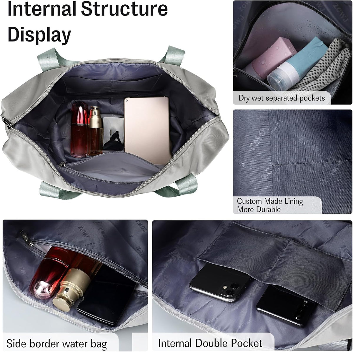 Travel Tote Bags, Expandable Overnight Weekender Bag for Women Foldable Carry-On | Expandable