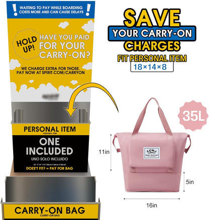 Travel Tote Bags, Expandable Overnight Weekender Bag for Women Foldable Carry-On | Expandable