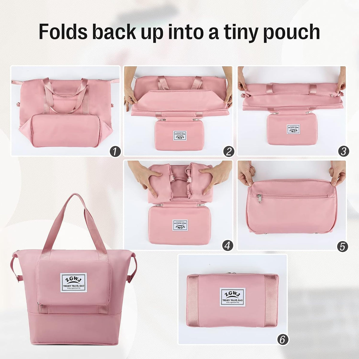 Travel Tote Bags, Expandable Overnight Weekender Bag for Women Foldable Carry-On | Expandable