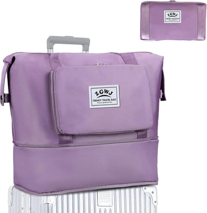 Travel Tote Bags, Expandable Overnight Weekender Bag for Women Foldable Carry-On | Expandable