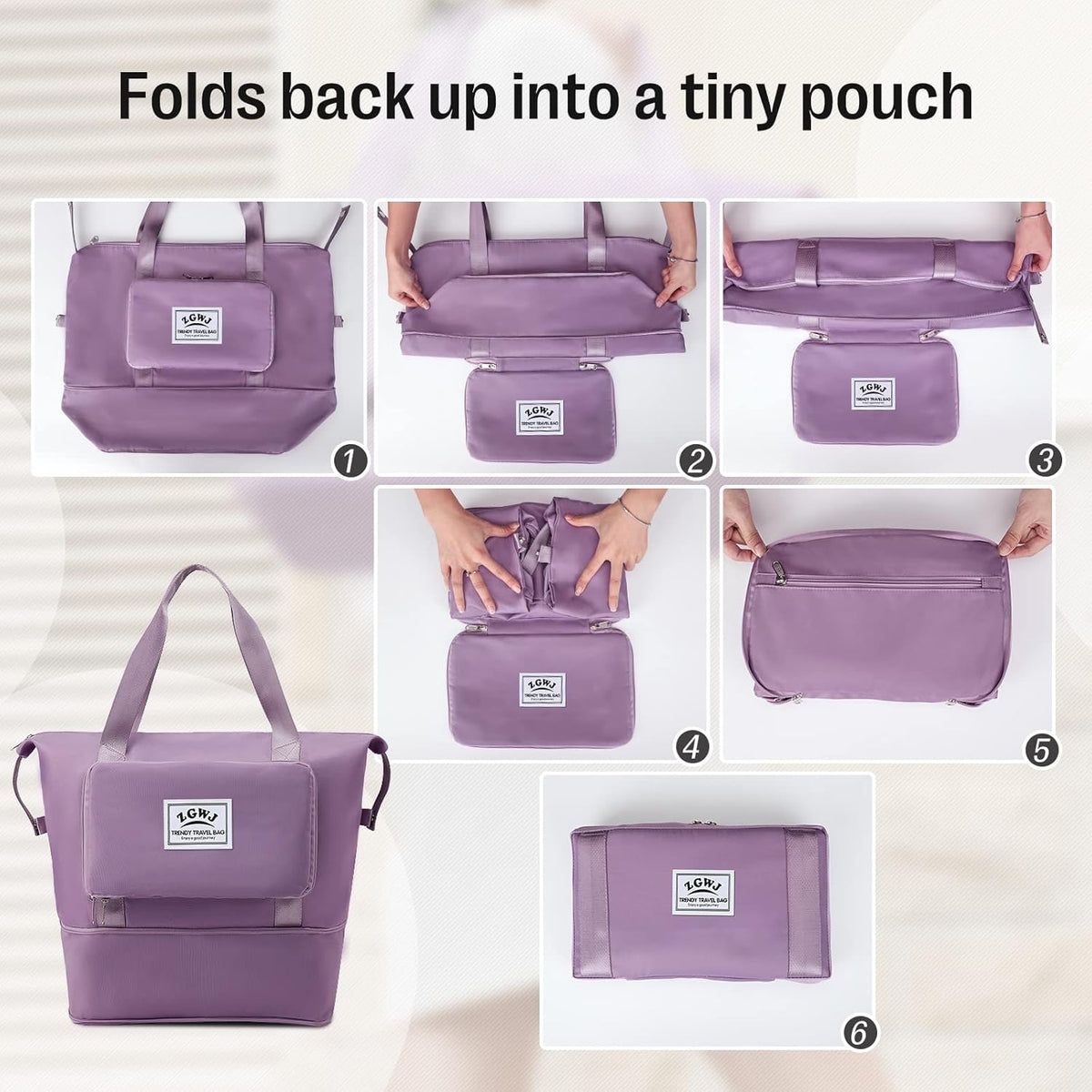 Travel Tote Bags, Expandable Overnight Weekender Bag for Women Foldable Carry-On | Expandable