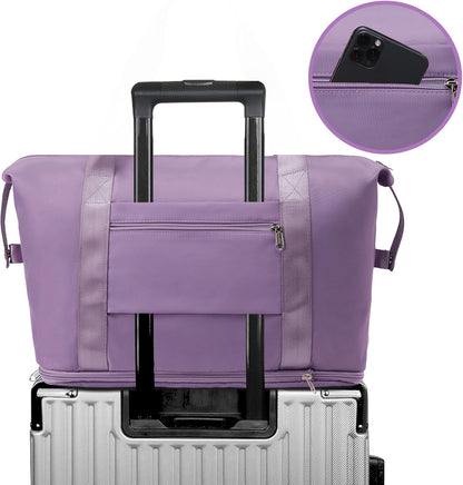 Travel Tote Bags, Expandable Overnight Weekender Bag for Women Foldable Carry-On | Expandable
