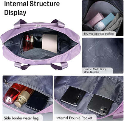 Travel Tote Bags, Expandable Overnight Weekender Bag for Women Foldable Carry-On | Expandable