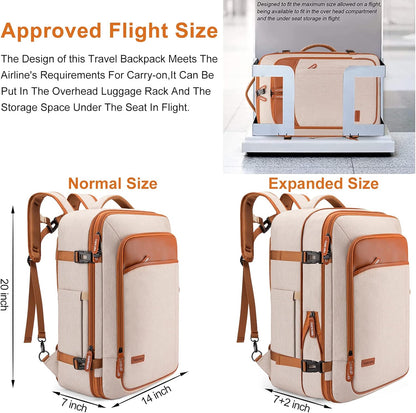 Carry on Travel Backpacks, Extra Large 40L Flight Approved Bag for Men & Women,Expandable Suitcase Backpack With 4 Packing Cubes,Water Resistant Luggage Daypack Business Weekender Bag, Grey