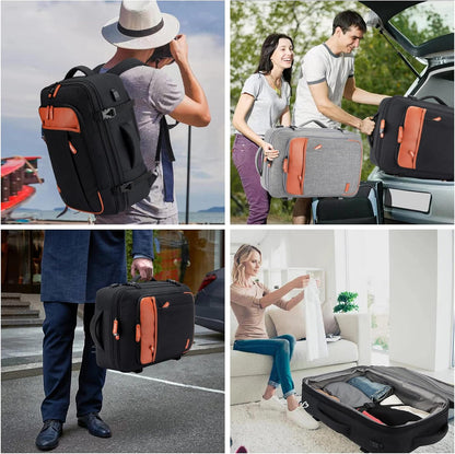 Carry on Travel Backpacks, Extra Large 40L Flight Approved Bag for Men & Women,Expandable Suitcase Backpack With 4 Packing Cubes,Water Resistant Luggage Daypack Business Weekender Bag, Grey