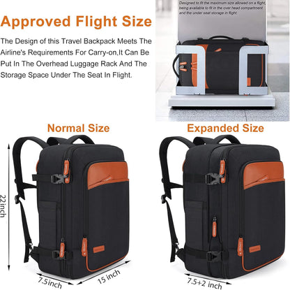 Carry on Travel Backpacks, Extra Large 40L Flight Approved Bag for Men & Women,Expandable Suitcase Backpack With 4 Packing Cubes,Water Resistant Luggage Daypack Business Weekender Bag, Grey