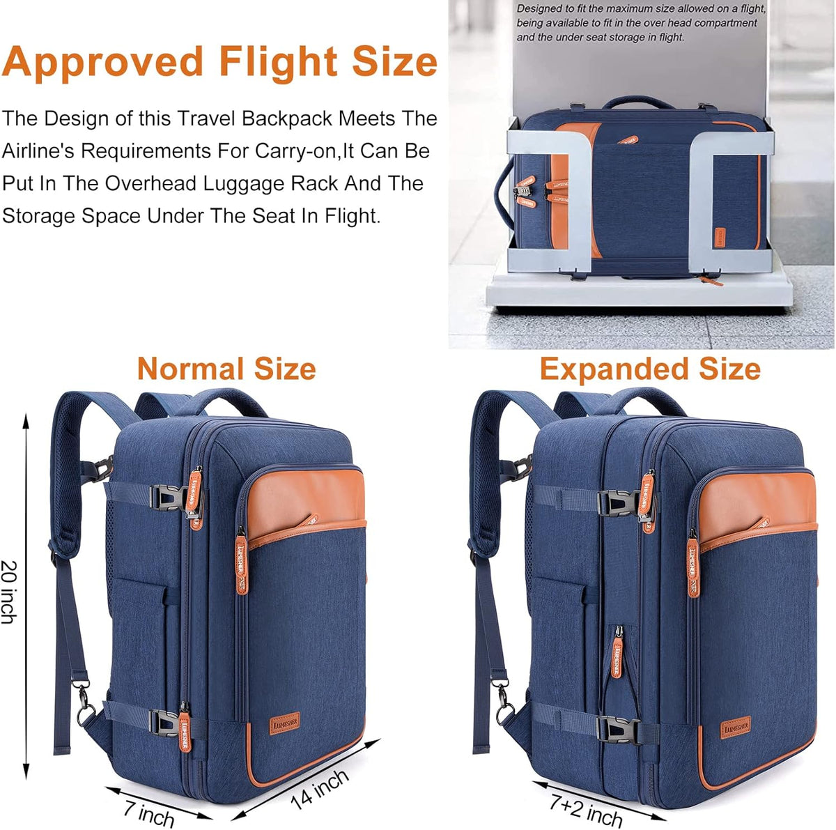 Carry on Travel Backpacks, Extra Large 40L Flight Approved Bag for Men & Women,Expandable Suitcase Backpack With 4 Packing Cubes,Water Resistant Luggage Daypack Business Weekender Bag, Grey