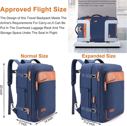 Carry on Travel Backpacks, Extra Large 40L Flight Approved Bag for Men & Women,Expandable Suitcase Backpack With 4 Packing Cubes,Water Resistant Luggage Daypack Business Weekender Bag, Grey