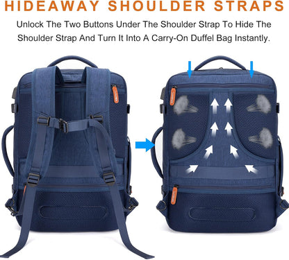 Carry on Travel Backpacks, Extra Large 40L Flight Approved Bag for Men & Women,Expandable Suitcase Backpack With 4 Packing Cubes,Water Resistant Luggage Daypack Business Weekender Bag, Grey
