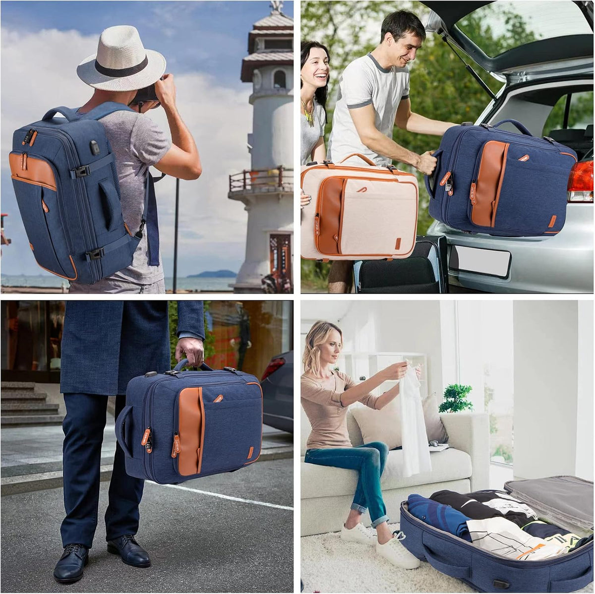 Carry on Travel Backpacks, Extra Large 40L Flight Approved Bag for Men & Women,Expandable Suitcase Backpack With 4 Packing Cubes,Water Resistant Luggage Daypack Business Weekender Bag, Grey