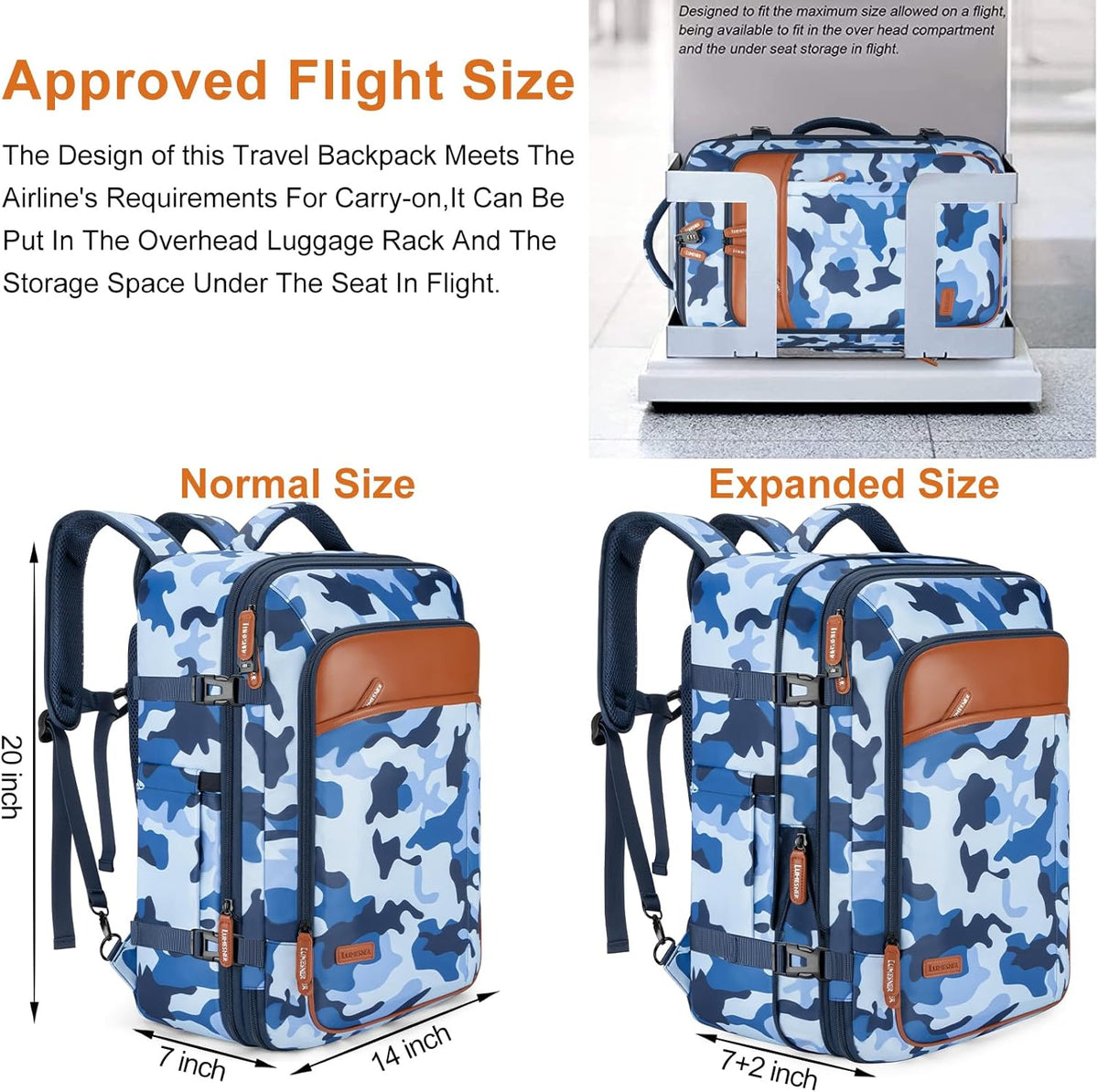 Carry on Travel Backpacks, Extra Large 40L Flight Approved Bag for Men & Women,Expandable Suitcase Backpack With 4 Packing Cubes,Water Resistant Luggage Daypack Business Weekender Bag, Grey