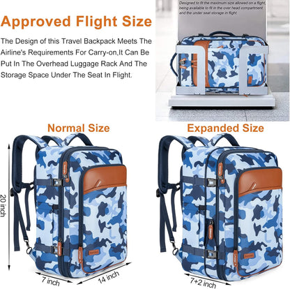 Carry on Travel Backpacks, Extra Large 40L Flight Approved Bag for Men & Women,Expandable Suitcase Backpack With 4 Packing Cubes,Water Resistant Luggage Daypack Business Weekender Bag, Grey