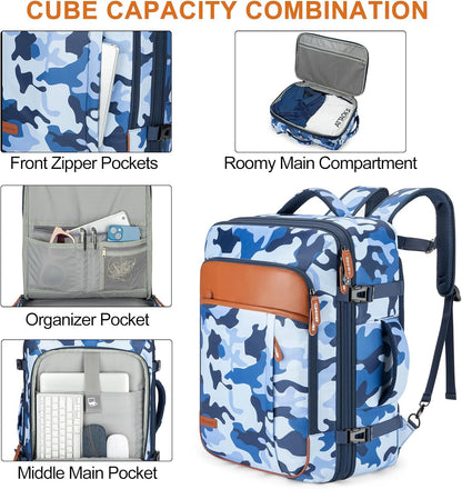 Carry on Travel Backpacks, Extra Large 40L Flight Approved Bag for Men & Women,Expandable Suitcase Backpack With 4 Packing Cubes,Water Resistant Luggage Daypack Business Weekender Bag, Grey