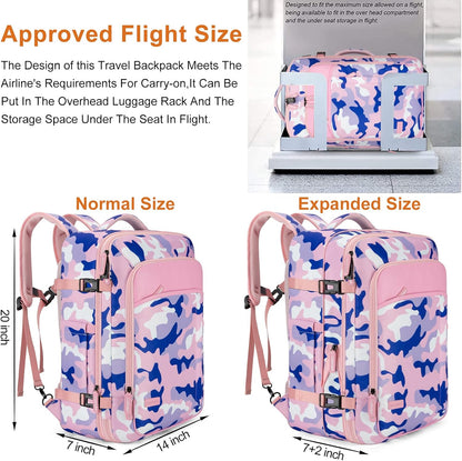 Carry on Travel Backpacks, Extra Large 40L Flight Approved Bag for Men & Women,Expandable Suitcase Backpack With 4 Packing Cubes,Water Resistant Luggage Daypack Business Weekender Bag, Grey