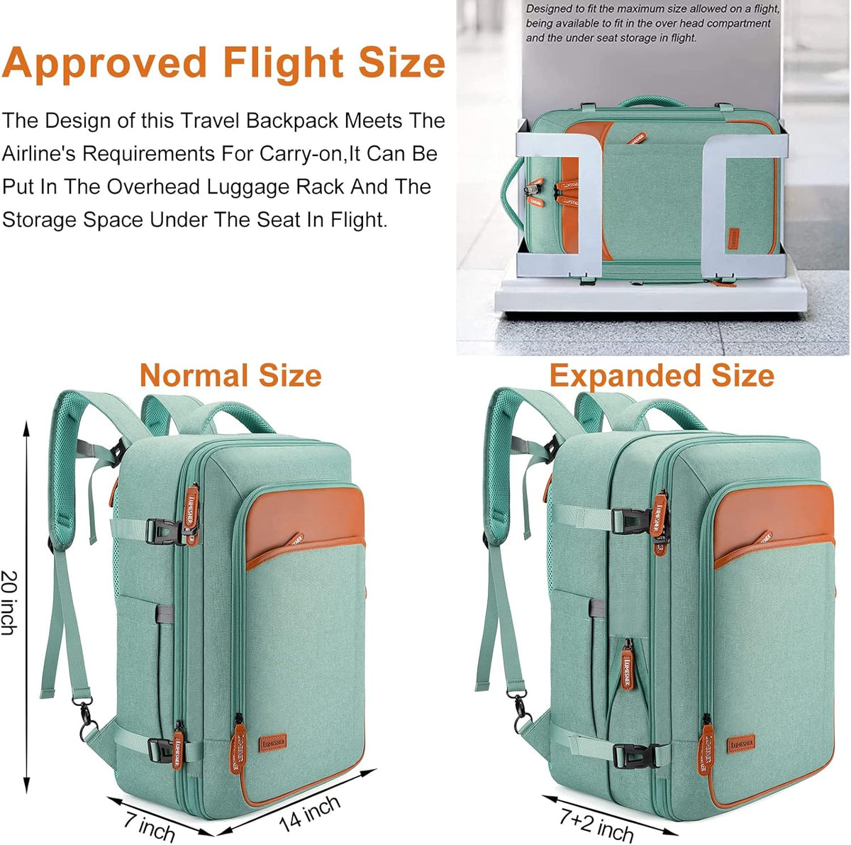 Carry on Travel Backpacks, Extra Large 40L Flight Approved Bag for Men & Women,Expandable Suitcase Backpack With 4 Packing Cubes,Water Resistant Luggage Daypack Business Weekender Bag, Grey