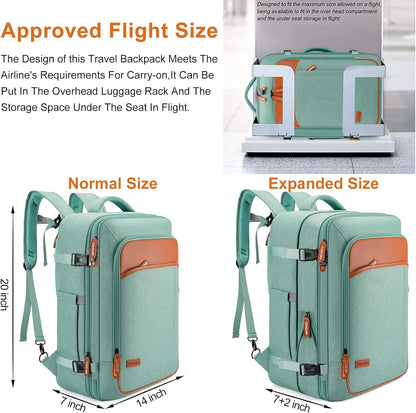 Carry on Travel Backpacks, Extra Large 40L Flight Approved Bag for Men & Women,Expandable Suitcase Backpack With 4 Packing Cubes,Water Resistant Luggage Daypack Business Weekender Bag, Grey
