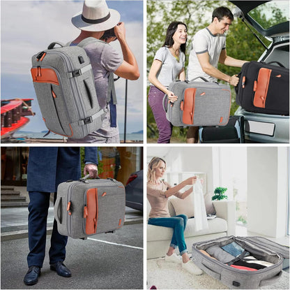 Carry on Travel Backpacks, Extra Large 40L Flight Approved Bag for Men & Women,Expandable Suitcase Backpack With 4 Packing Cubes,Water Resistant Luggage Daypack Business Weekender Bag, Grey