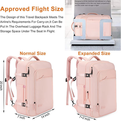 Carry on Travel Backpacks, Extra Large 40L Flight Approved Bag for Men & Women,Expandable Suitcase Backpack With 4 Packing Cubes,Water Resistant Luggage Daypack Business Weekender Bag, Grey