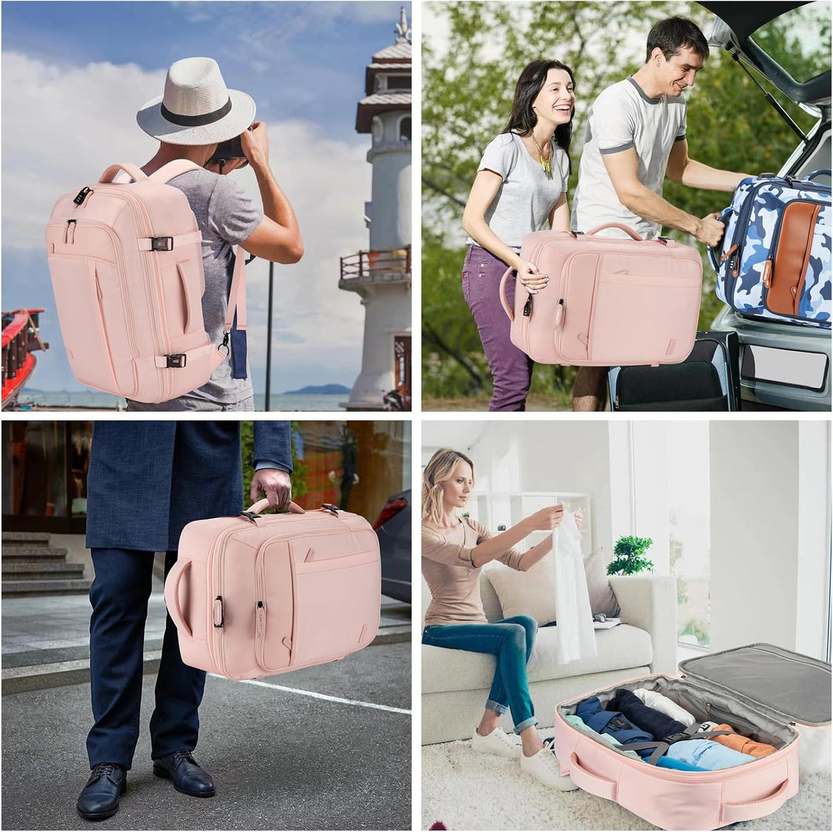 Carry on Travel Backpacks, Extra Large 40L Flight Approved Bag for Men & Women,Expandable Suitcase Backpack With 4 Packing Cubes,Water Resistant Luggage Daypack Business Weekender Bag, Grey