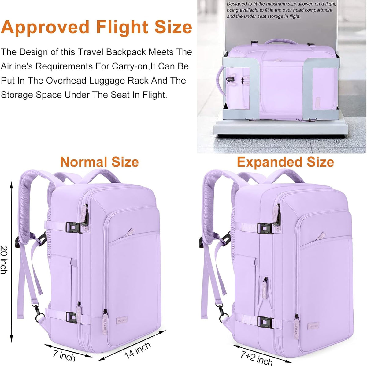 Carry on Travel Backpacks, Extra Large 40L Flight Approved Bag for Men & Women,Expandable Suitcase Backpack With 4 Packing Cubes,Water Resistant Luggage Daypack Business Weekender Bag, Grey
