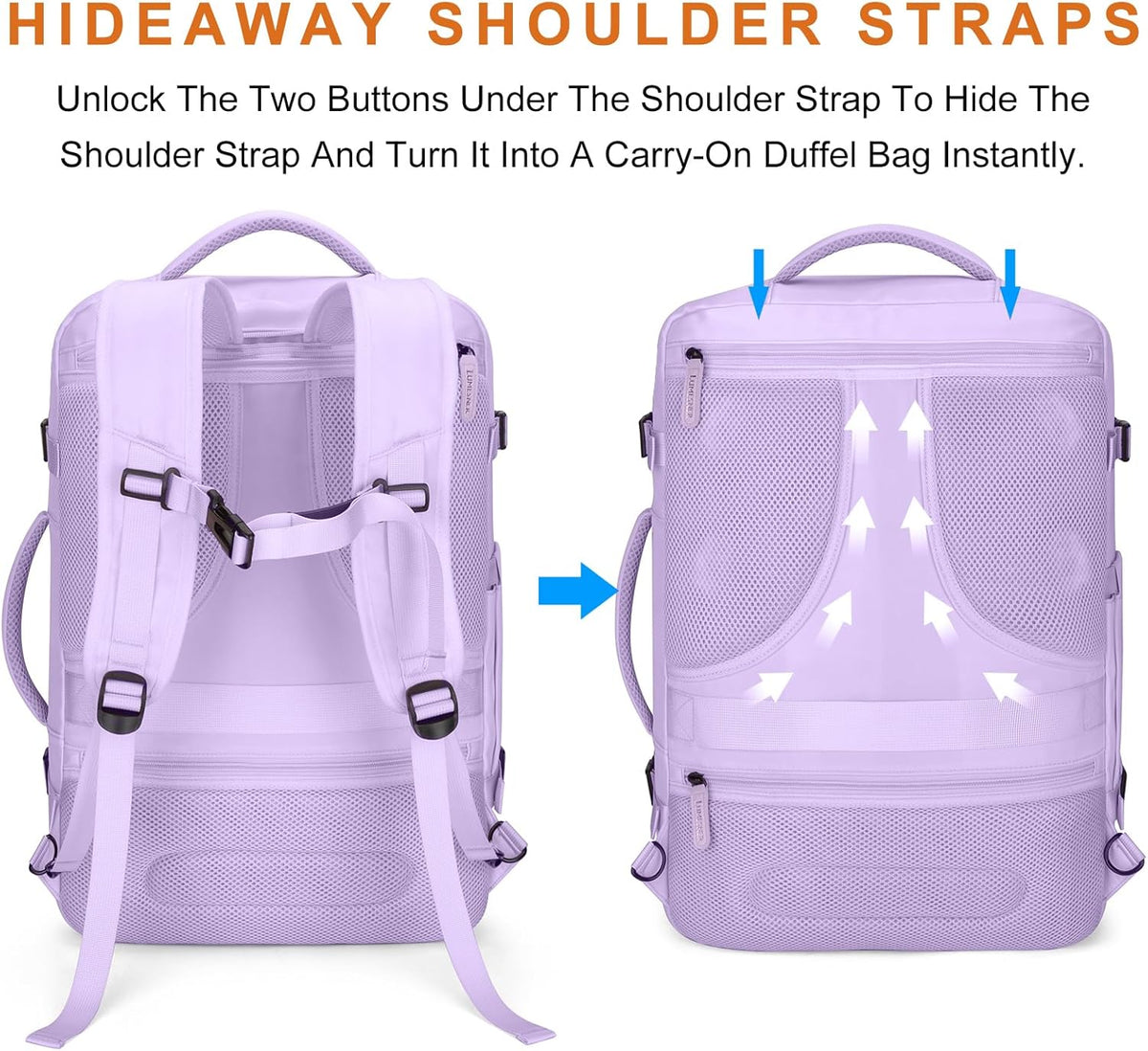 Carry on Travel Backpacks, Extra Large 40L Flight Approved Bag for Men & Women,Expandable Suitcase Backpack With 4 Packing Cubes,Water Resistant Luggage Daypack Business Weekender Bag, Grey