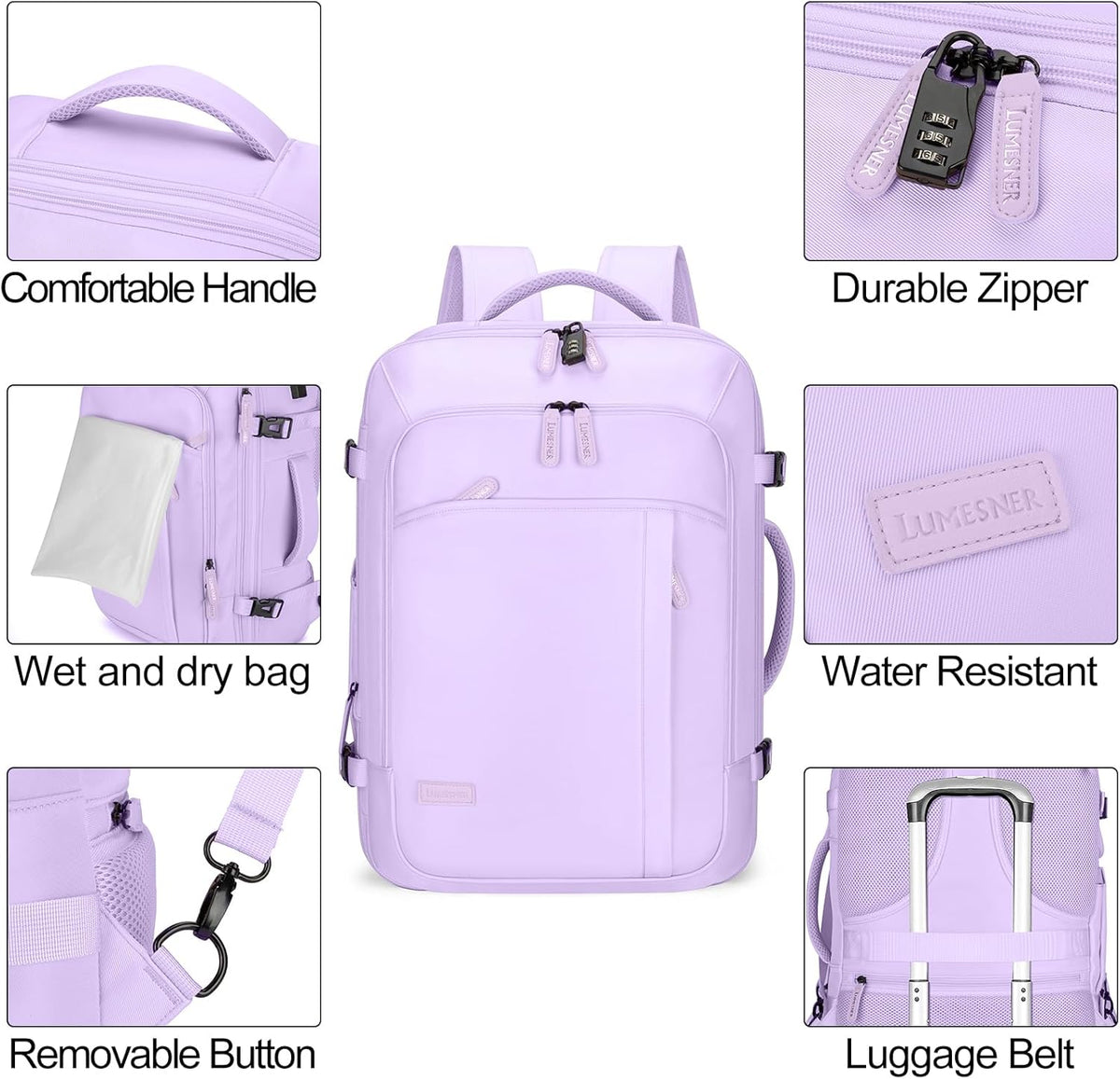 Carry on Travel Backpacks, Extra Large 40L Flight Approved Bag for Men & Women,Expandable Suitcase Backpack With 4 Packing Cubes,Water Resistant Luggage Daypack Business Weekender Bag, Grey