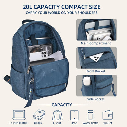 Casual Daypacks Superbreak Backpack 14 inch Laptop Backpack for Women & Men Fits Tourism Business (Black)