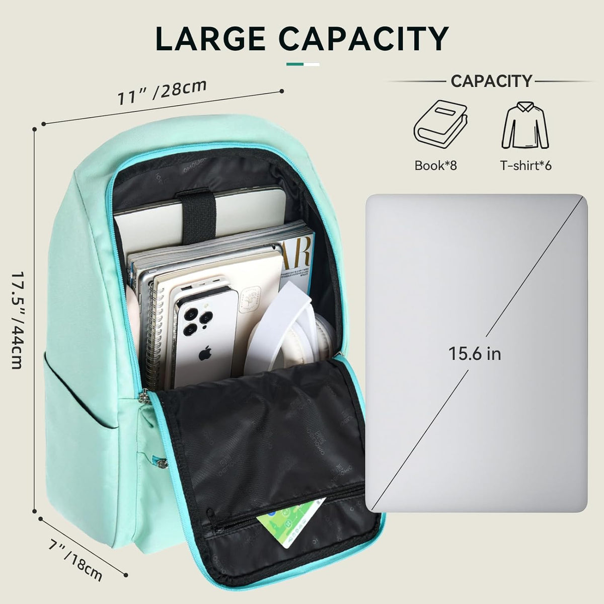 Casual Daypacks Superbreak Backpack 14 inch Laptop Backpack for Women & Men Fits Tourism Business (Black)