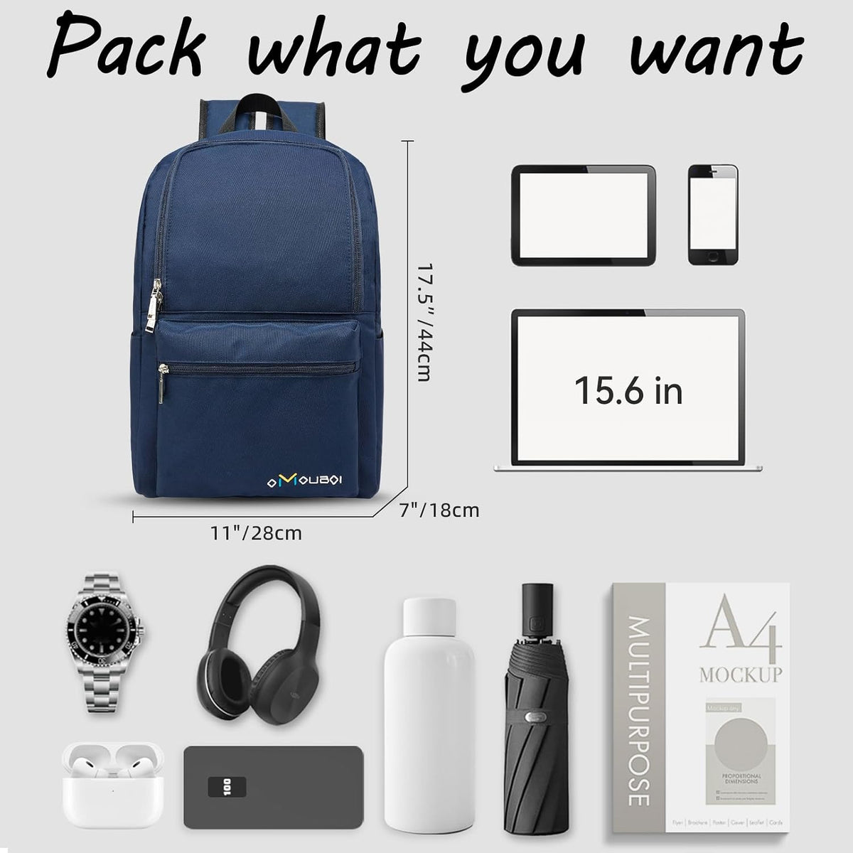 Casual Daypacks Superbreak Backpack 14 inch Laptop Backpack for Women & Men Fits Tourism Business (Black)