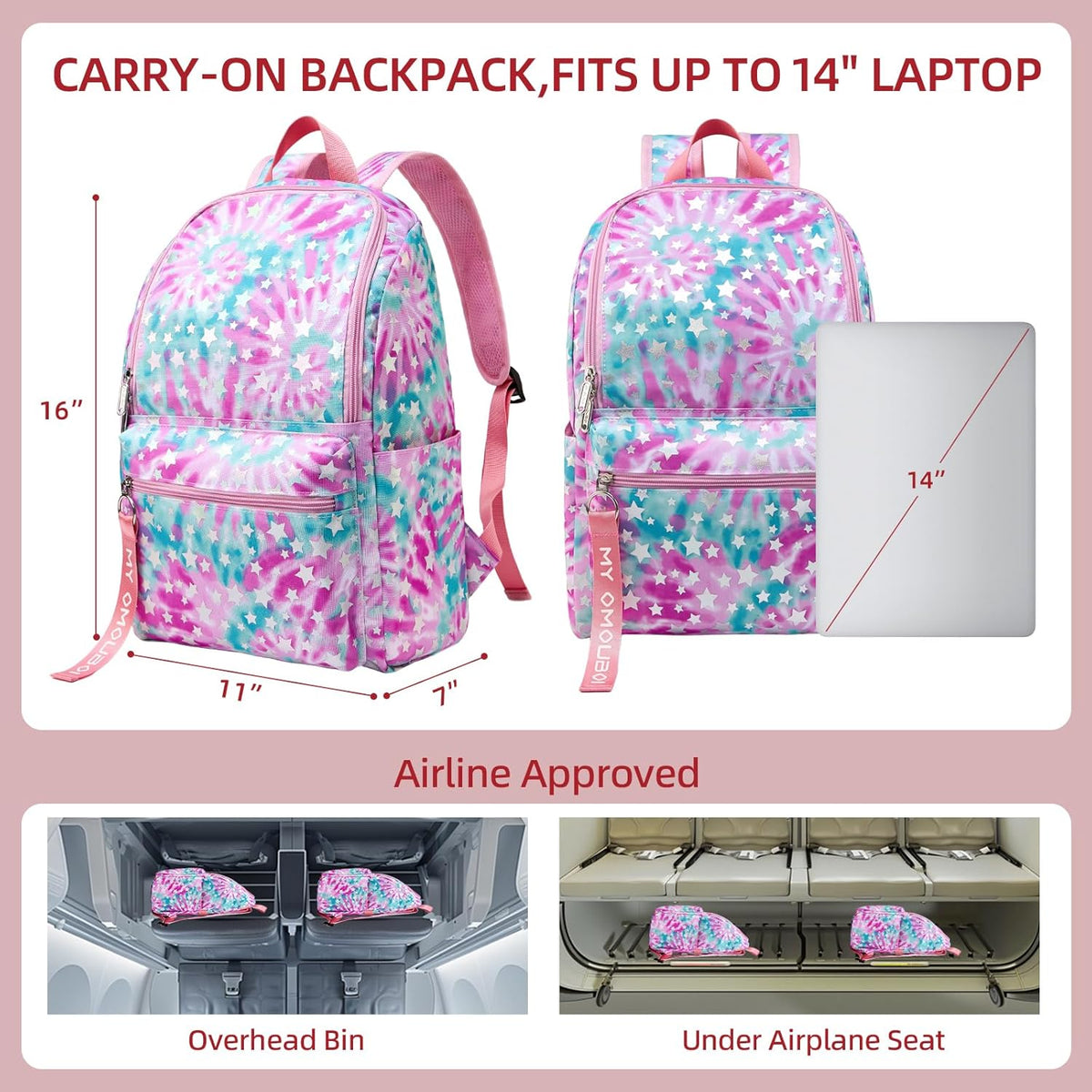 Casual Daypacks Superbreak Backpack 14 inch Laptop Backpack for Women & Men Fits Tourism Business (Black)