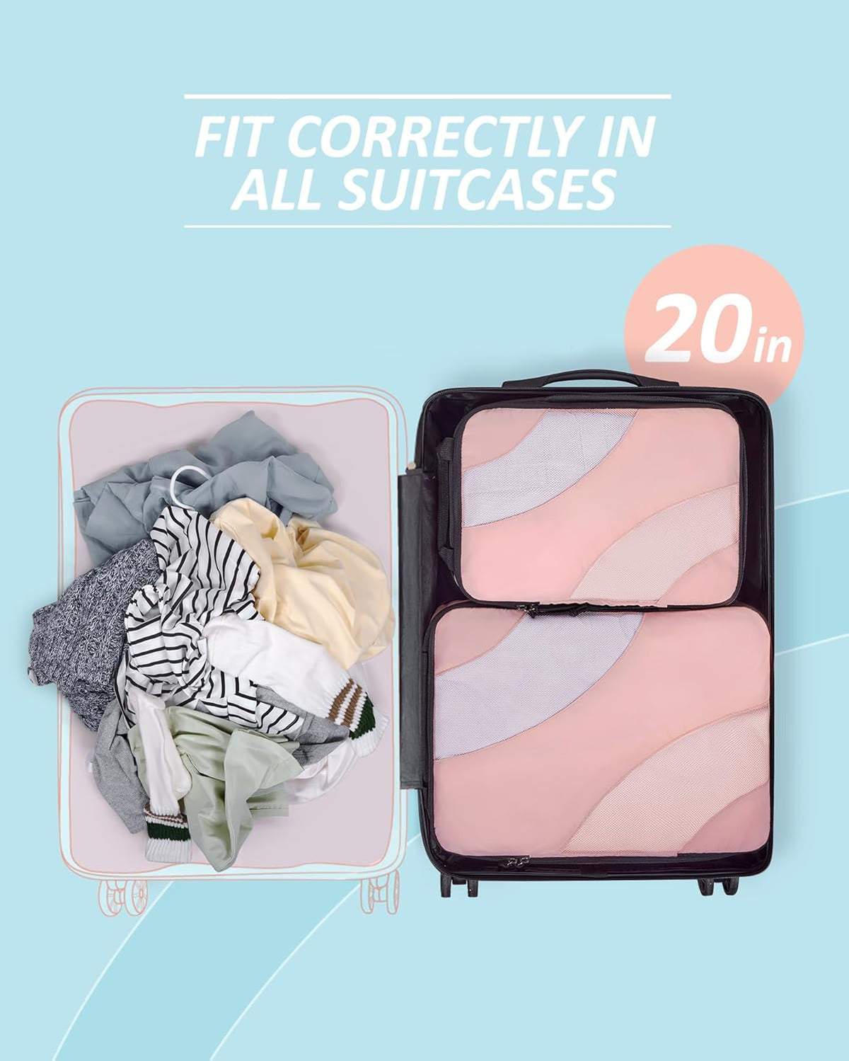 Compression Packing Cubes, 6 Set/4 Set/2 Set Travel Packing Cubes for Carry on Suitcases, Compression Suitcase Organizers Bag Set & Travel Cubes for Luggage, Lightweight Packing Organizers