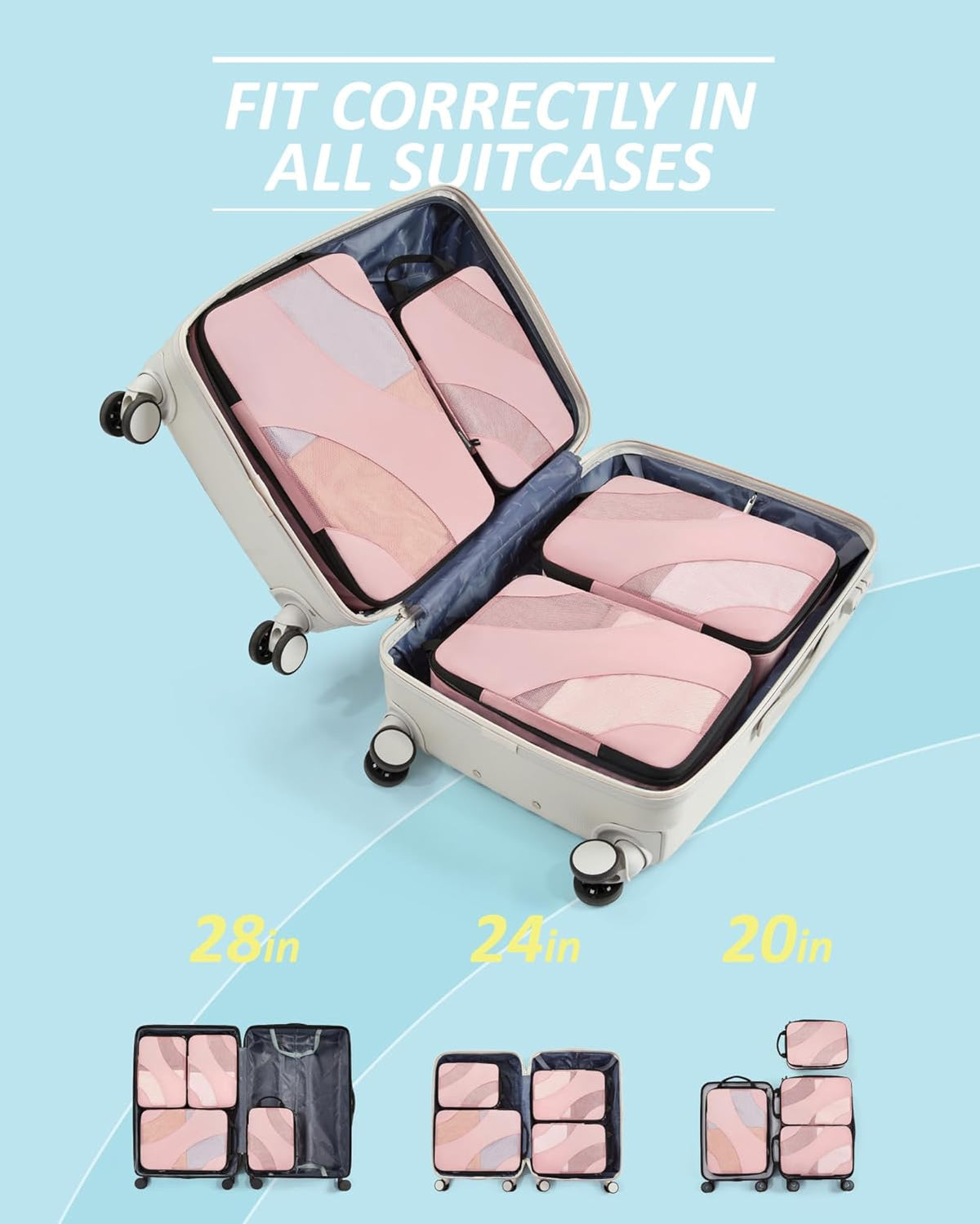 Compression Packing Cubes, 6 Set/4 Set/2 Set Travel Packing Cubes for Carry on Suitcases, Compression Suitcase Organizers Bag Set & Travel Cubes for Luggage, Lightweight Packing Organizers