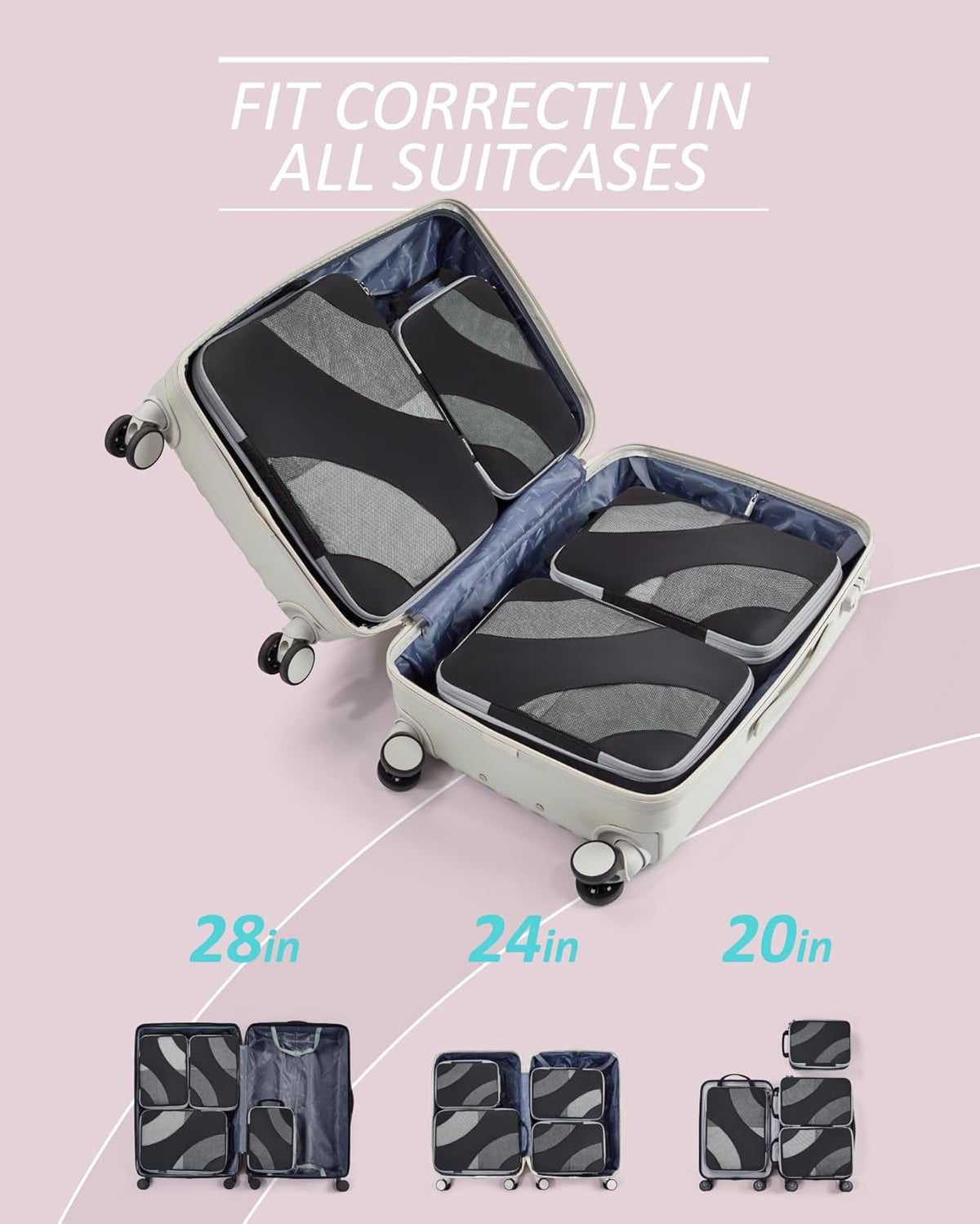 Compression Packing Cubes, 6 Set/4 Set/2 Set Travel Packing Cubes for Carry on Suitcases, Compression Suitcase Organizers Bag Set & Travel Cubes for Luggage, Lightweight Packing Organizers
