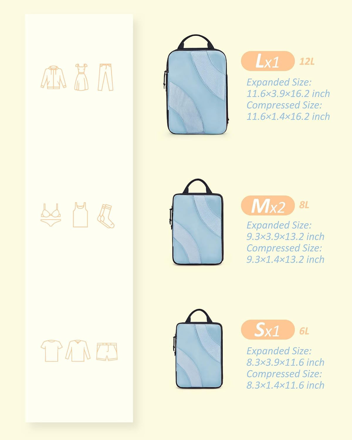 Compression Packing Cubes, 6 Set/4 Set/2 Set Travel Packing Cubes for Carry on Suitcases, Compression Suitcase Organizers Bag Set & Travel Cubes for Luggage, Lightweight Packing Organizers