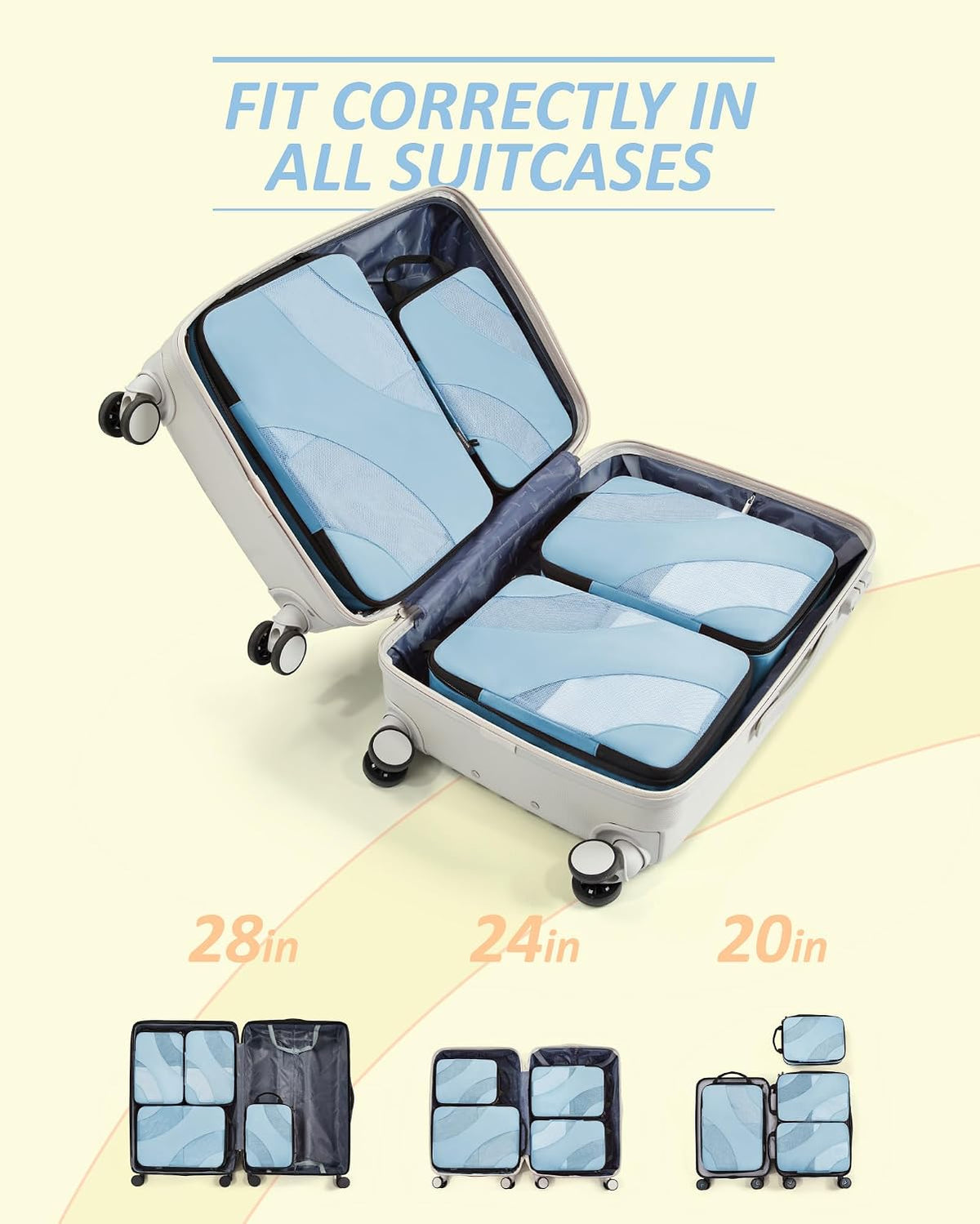 Compression Packing Cubes, 6 Set/4 Set/2 Set Travel Packing Cubes for Carry on Suitcases, Compression Suitcase Organizers Bag Set & Travel Cubes for Luggage, Lightweight Packing Organizers