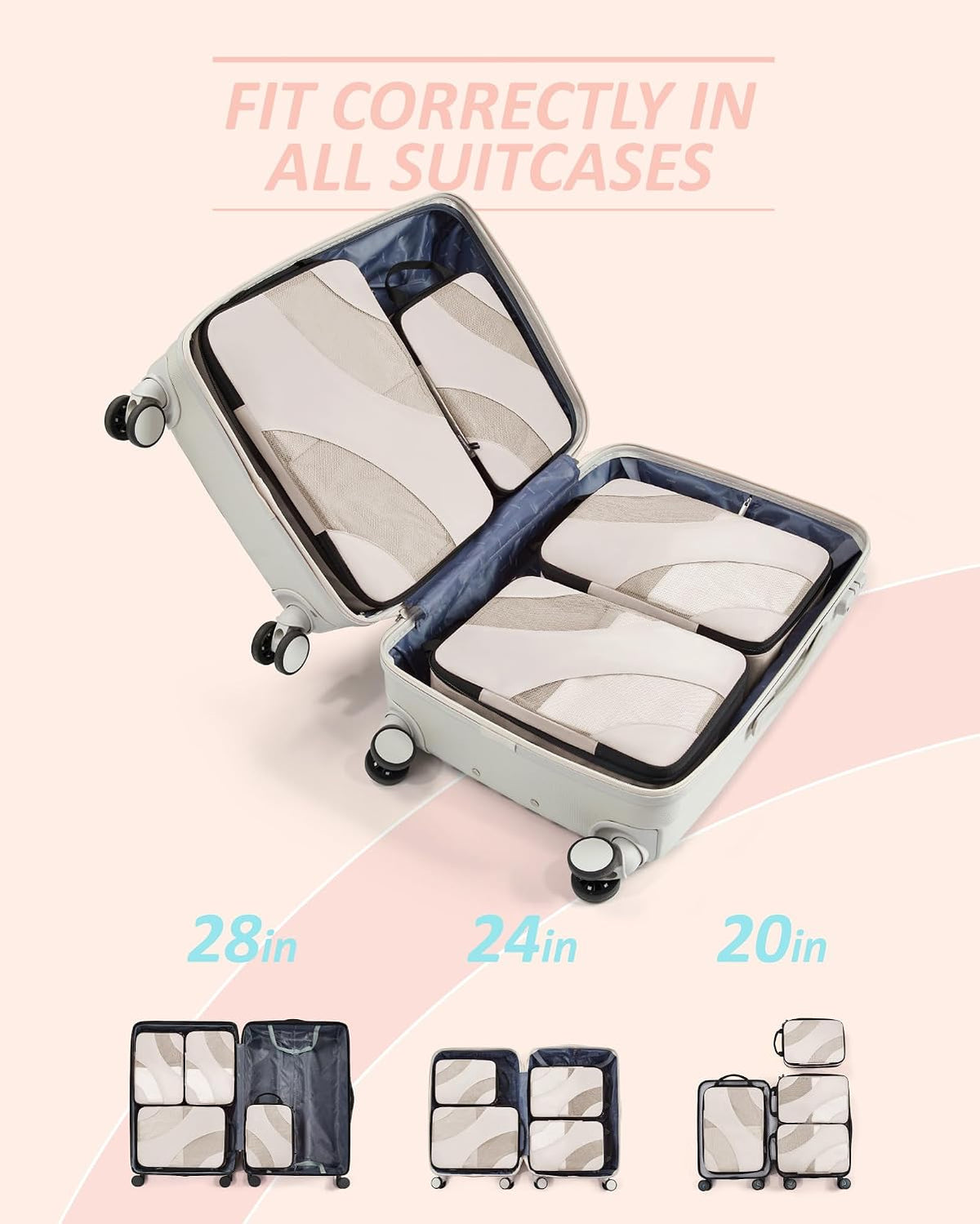 Compression Packing Cubes, 6 Set/4 Set/2 Set Travel Packing Cubes for Carry on Suitcases, Compression Suitcase Organizers Bag Set & Travel Cubes for Luggage, Lightweight Packing Organizers